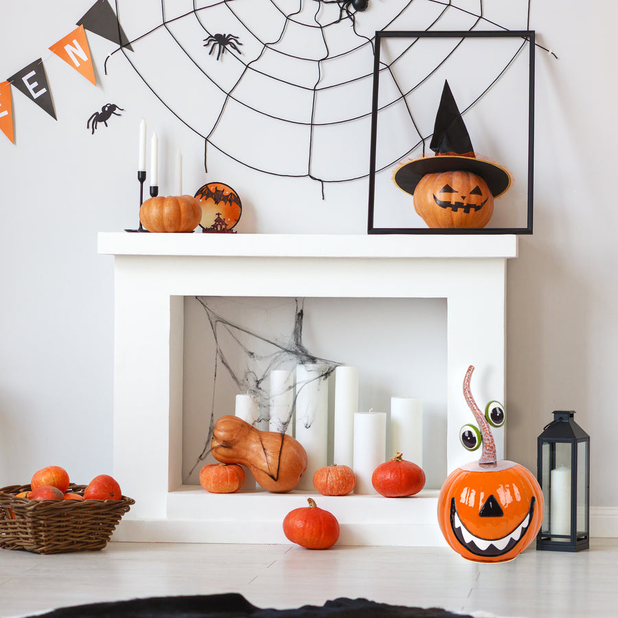 15 in. Halloween Floating Eyes Metal Pumpkin Decoration