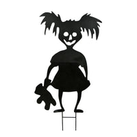 Halloween Lawn Decoration, Black, Scary Girl, Includes Garden Stakes, 38 Inches - National Tree Company