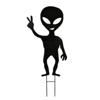 Halloween Lawn Decoration, Black, Alien, Includes Garden Stakes, 38 Inches - National Tree Company