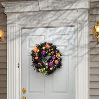 22 in. Halloween Wreath with Skulls, Jack O Lanterns, Spiders, Hands, Ball Ornaments, Leaves - National Tree Company