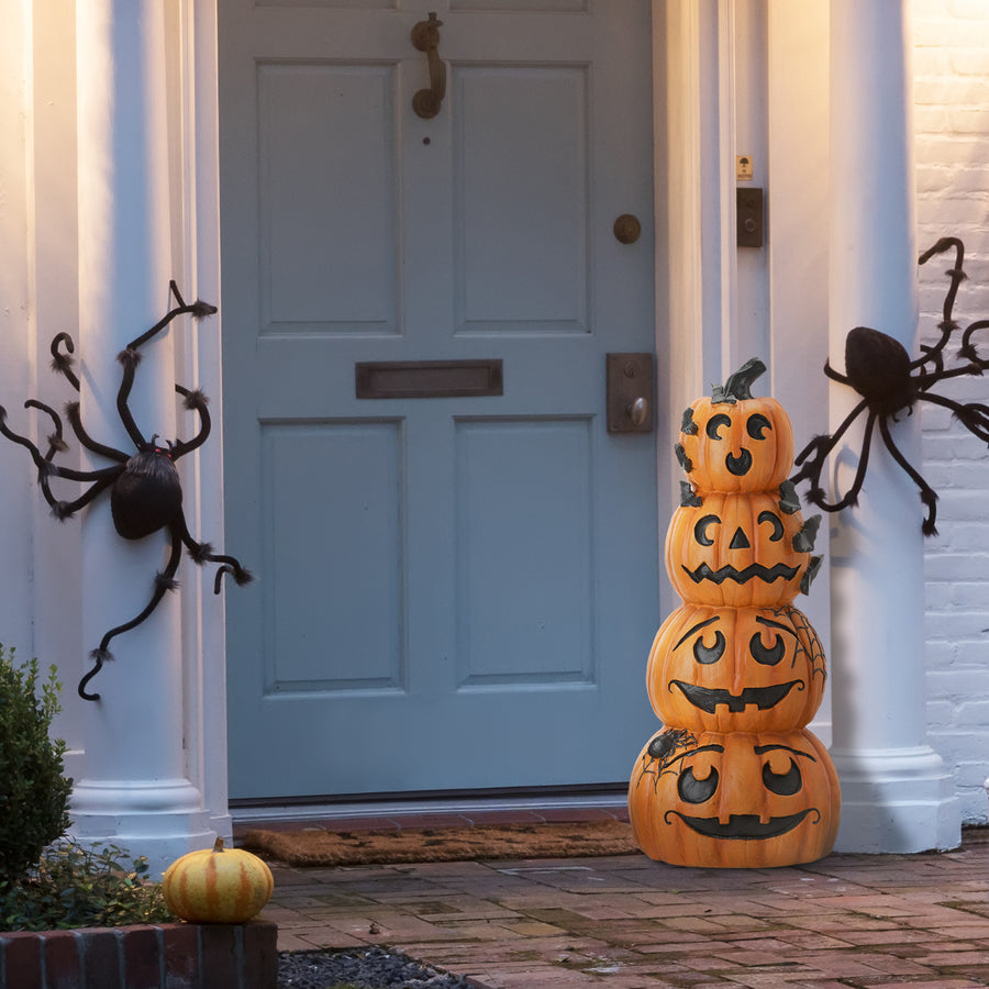 39 in. Halloween Stacked Smiling Jack-O-Lanterns Decoration