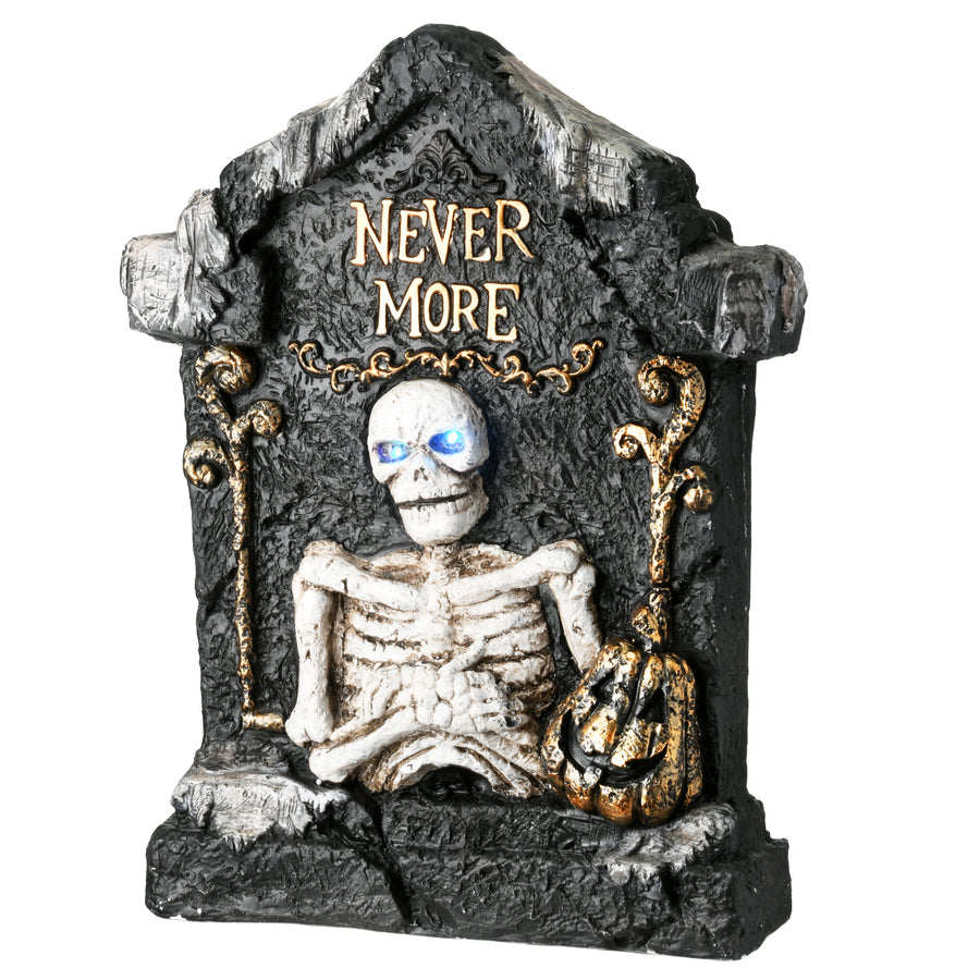 National Tree Company Pre-Lit Skeleton Gravestone Decoration, LED Lights, Halloween Collection, 22 Inches - National Tree Company