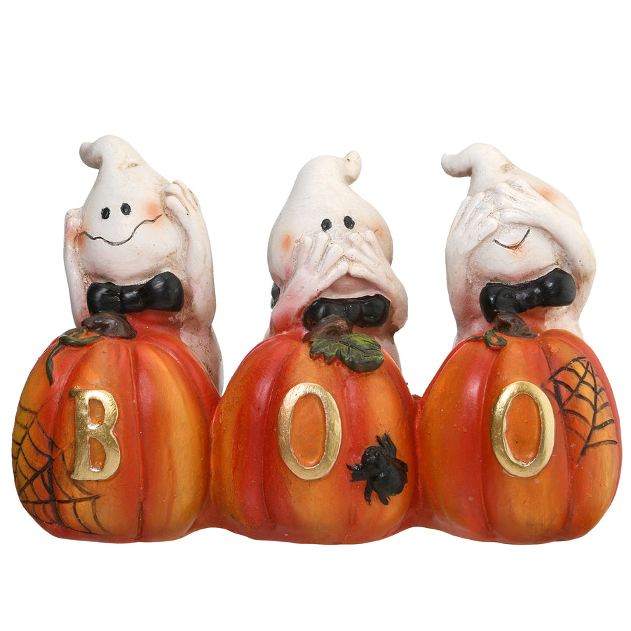 6 in. Halloween Three Ghosts and BOO Pumpkin Sign Decoration - National Tree Company