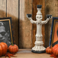 Halloween Skeleton Candelabra, Holds Three Candles, 12 Inches - National Tree Company