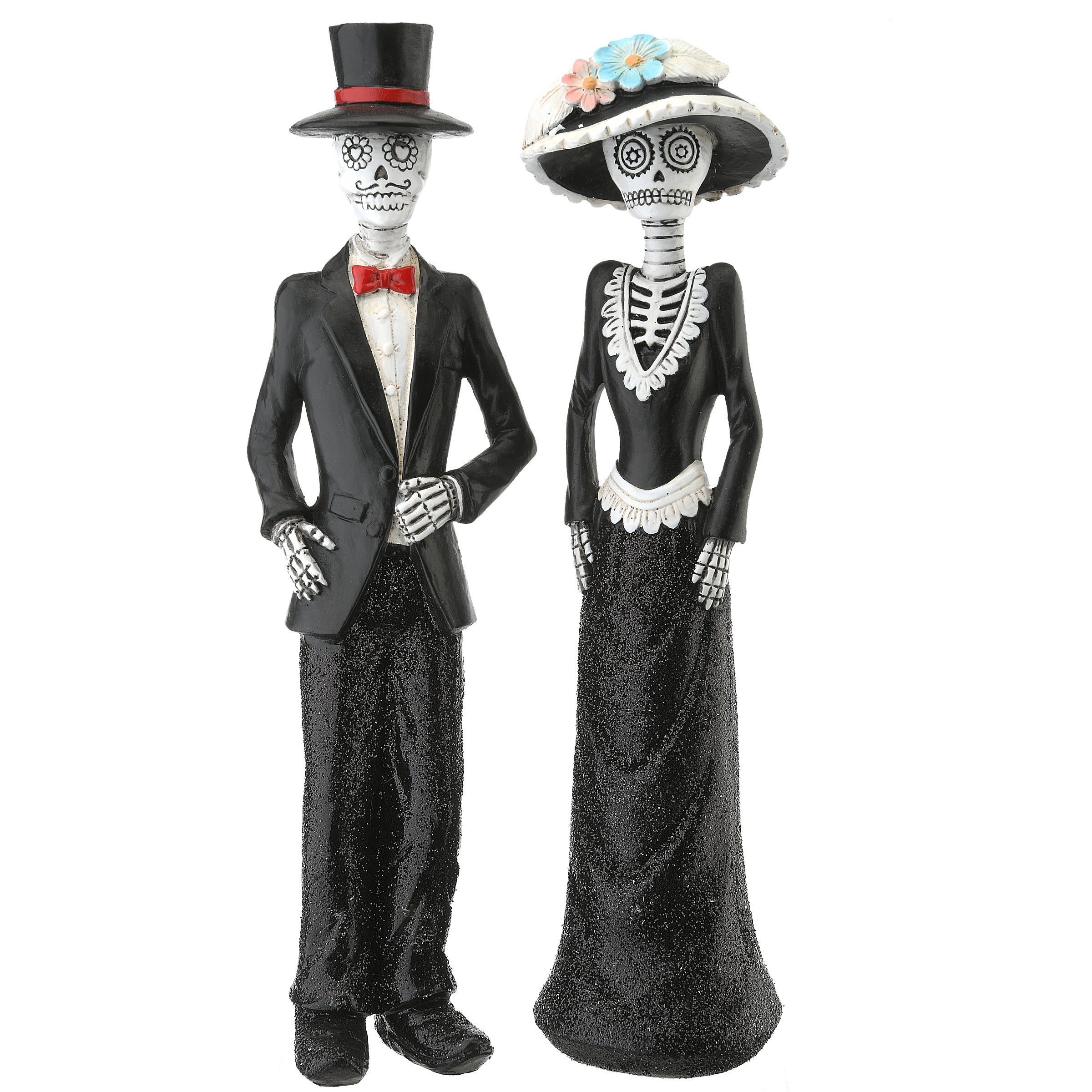 Halloween Skeleton Couple in Formal Attire Decoration, 13 Inches