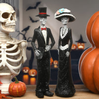 Halloween Skeleton Couple in Formal Attire Decoration, 13 Inches - National Tree Company