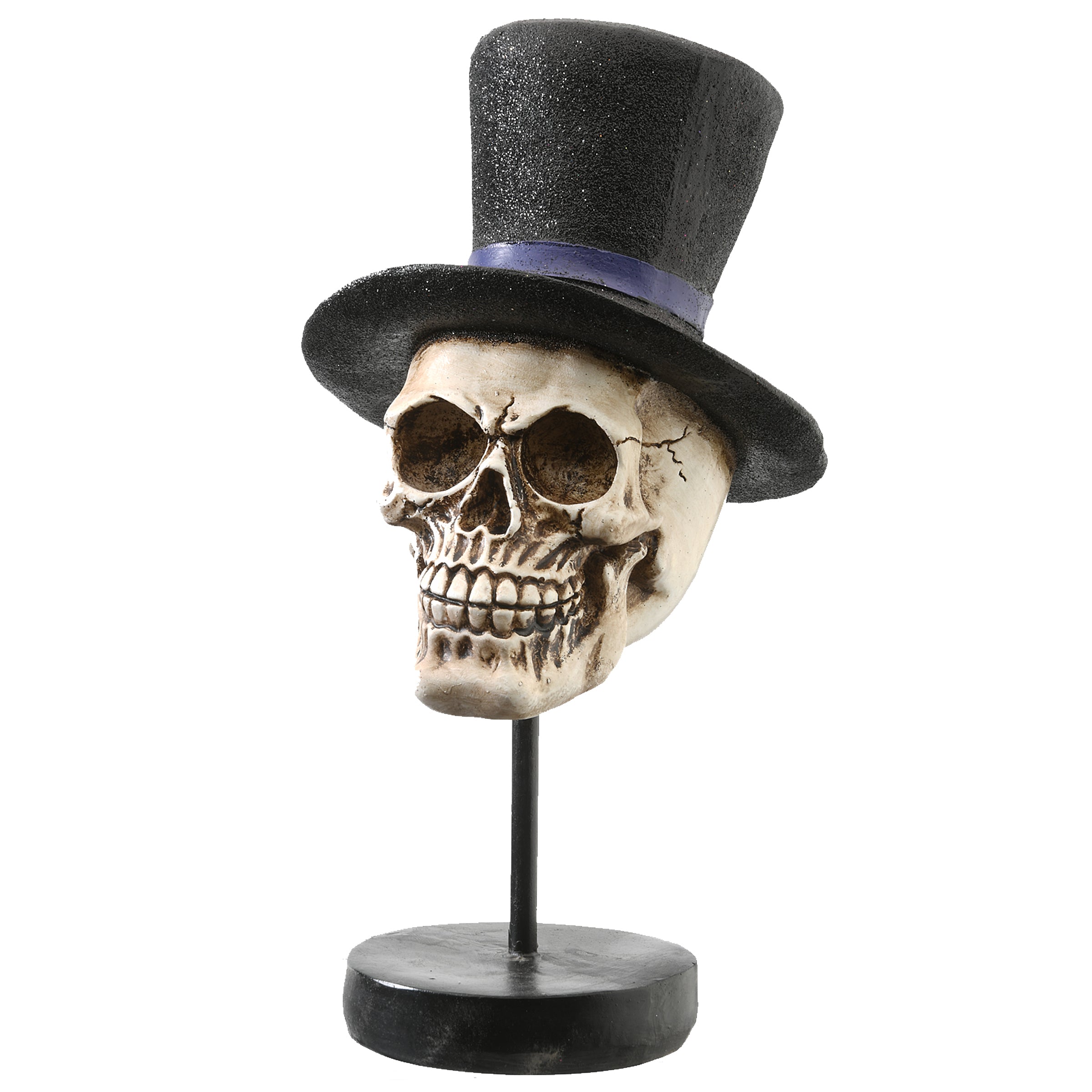 Halloween Skull in Top Hat Table Decoration, 12 Inches