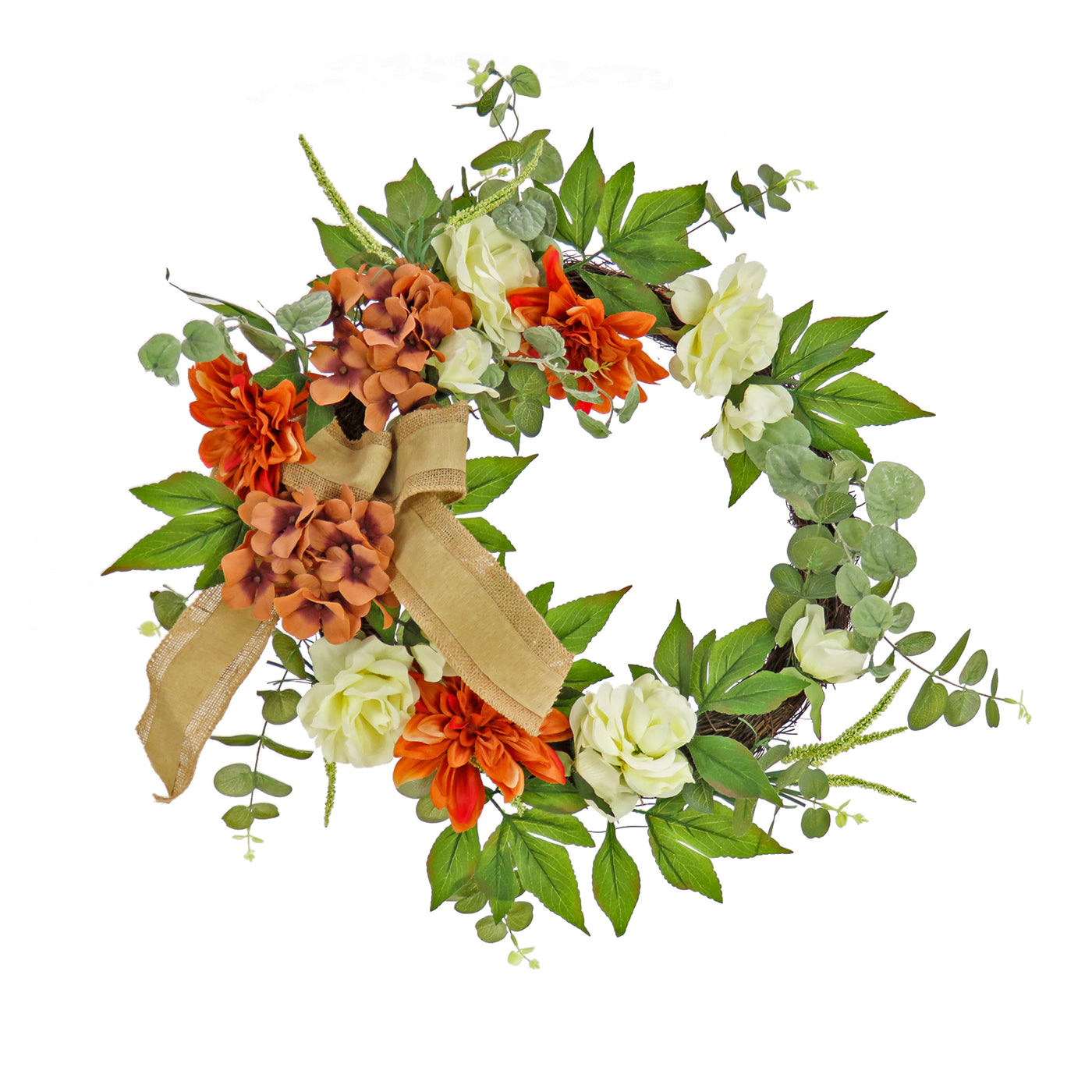 24" Harvest Wreath with Hydrangea & Rose - National Tree Company