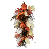 National Tree Company Fall Teardrop Wall Decoration, Decorated with Pumpkins, Pine Cones, Berry Clusters, Maple Leaves, Autumn Collection, 24 in - National Tree Company