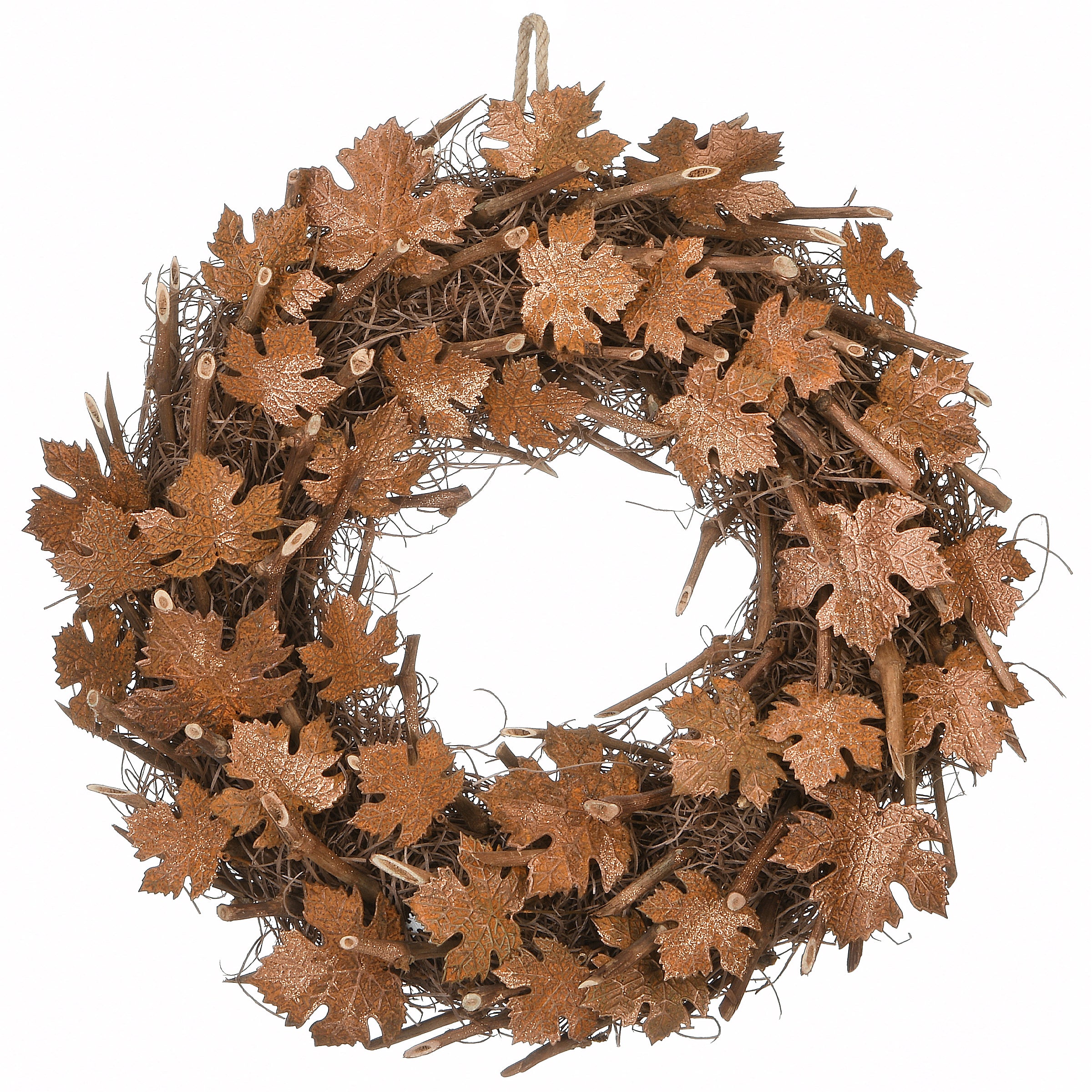 National Tree Company Artificial Autumn Wreath, Decorated with Brown Maple Leaves, Autumn Collection, 18 Inches