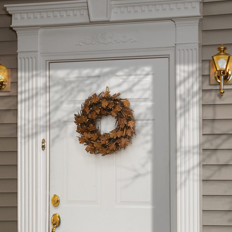 18 in. Fall Wreath with Brown Maple Leaves