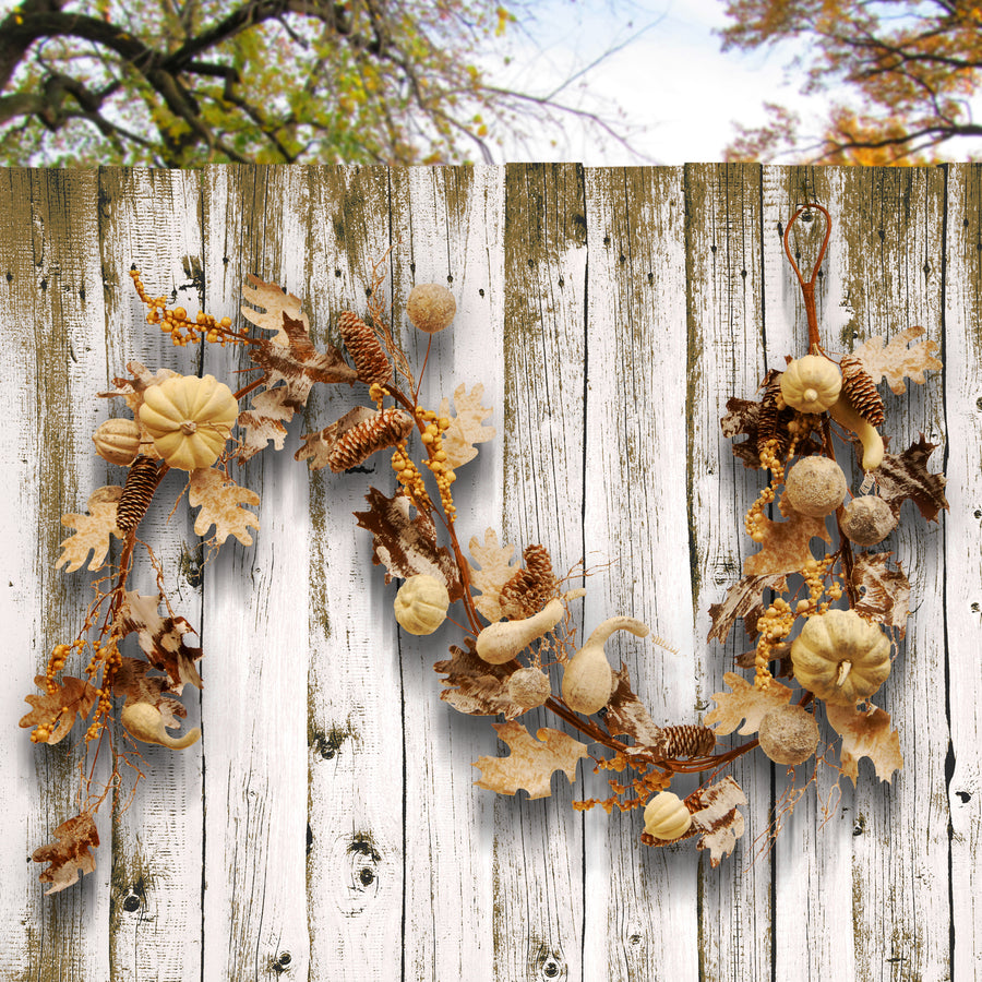 6 ft. Fall Garland with Pumpkins, Gourds, Maple Leaves, Pinecones, Berry Clusters