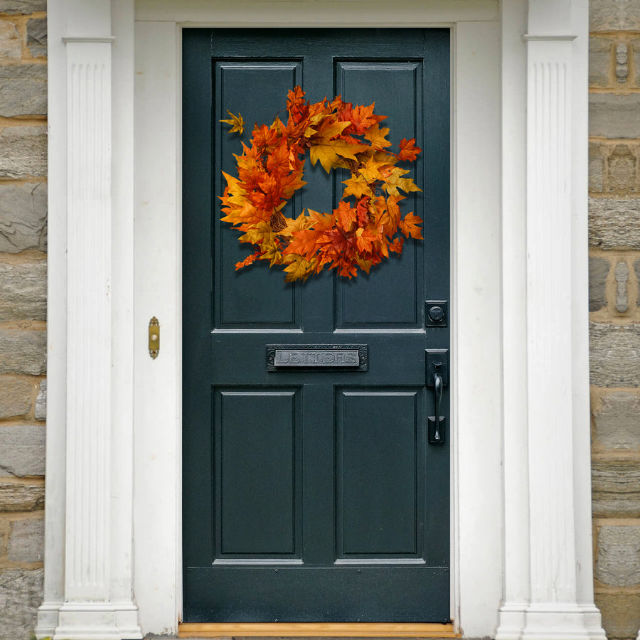 24 in. Fall Wreath with Maple Leaves