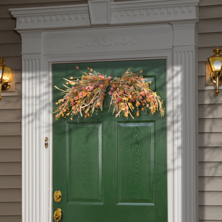 Artificial Autumn Door Decoration, Decorated with Wildflowers, Autumn Collection, 36 Inches