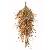 Artificial Autumn Teardrop Decoration, Decorated with Seed Stalks, Straw Fronds, Assorted Leaves, Autumn Collection, 30 Inches - National Tree Company