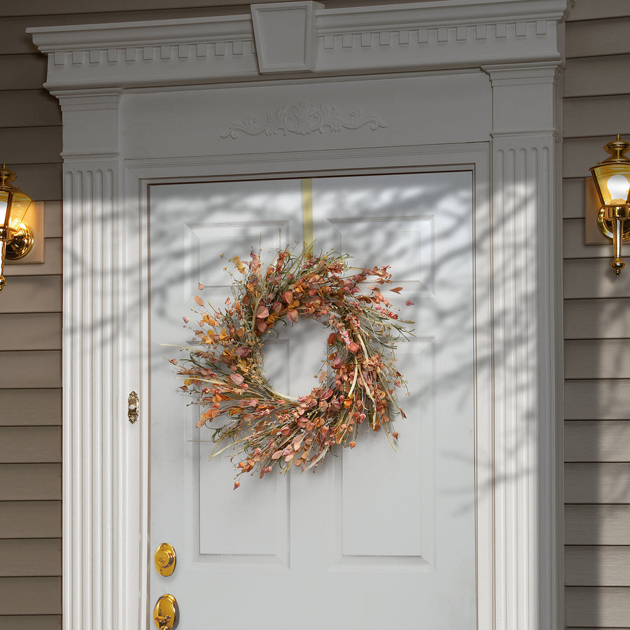 22 in. Fall Wreath with Wildflowers, Stems, Stalks