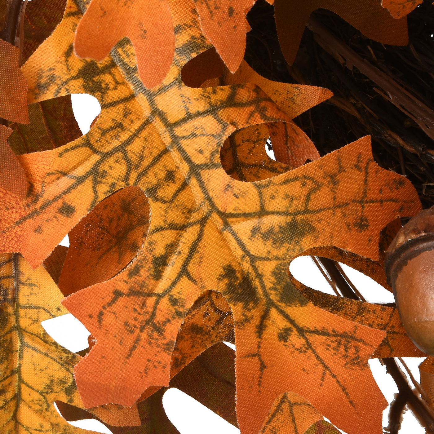 Artificial Autumn Wreath, Decorated with Acorns, Oak Leaves, Autumn Collection, 24 in - National Tree Company