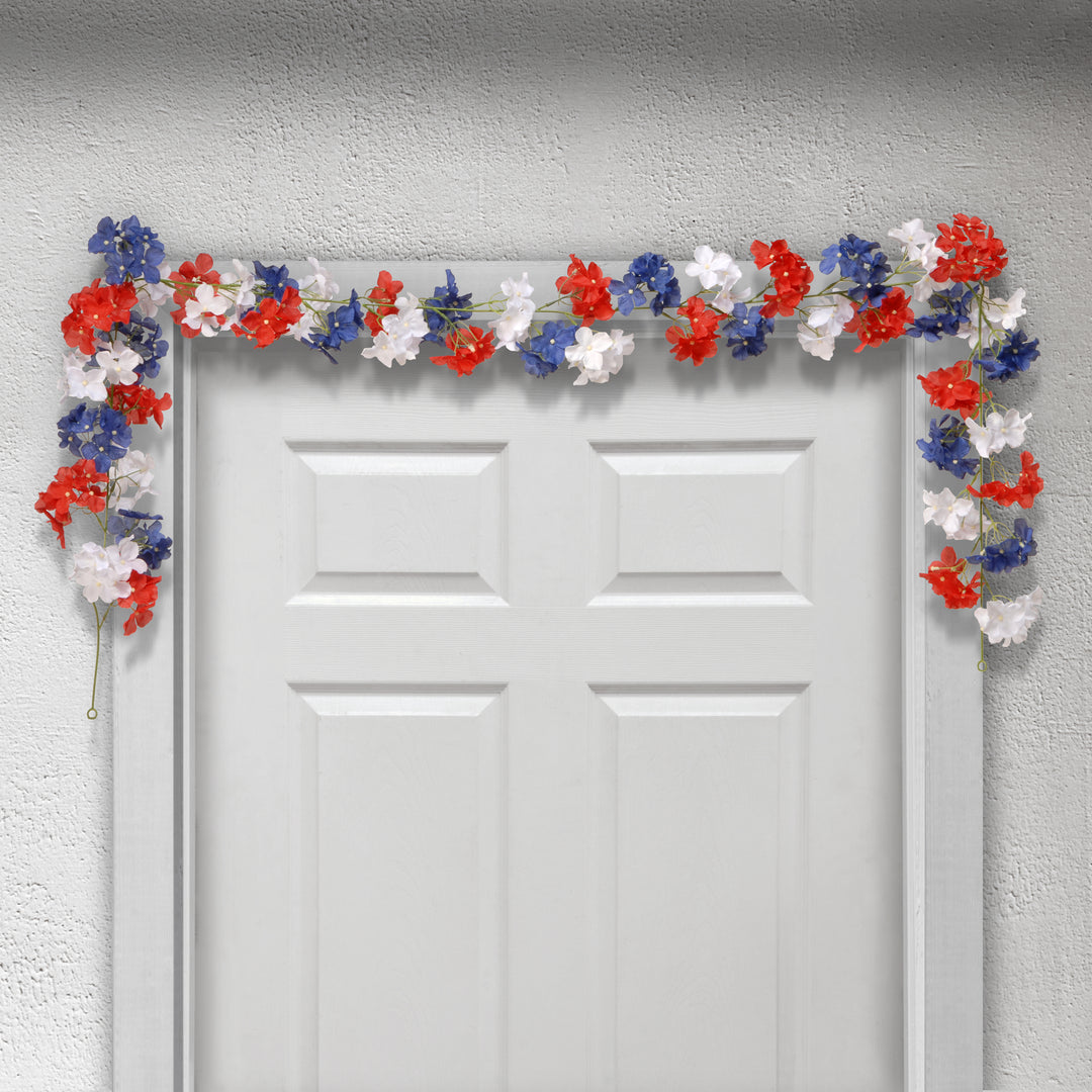 6 Ft. Patriotic Hydrangea Garland Two Pack