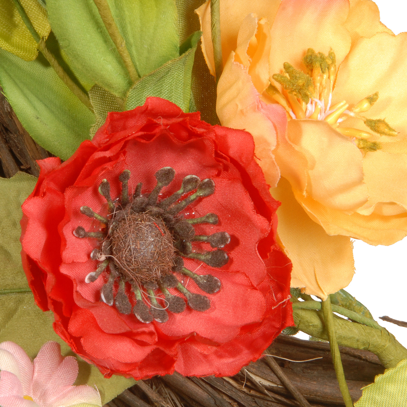 22 in. Spring Wreath with Assorted Flowers, Fern Fronds, Leafy Greens - National Tree Company