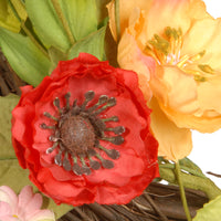 22 in. Spring Wreath with Assorted Flowers, Fern Fronds, Leafy Greens - National Tree Company