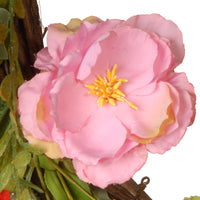 22 in. Spring Wreath with Assorted Flowers, Fern Fronds, Leafy Greens - National Tree Company