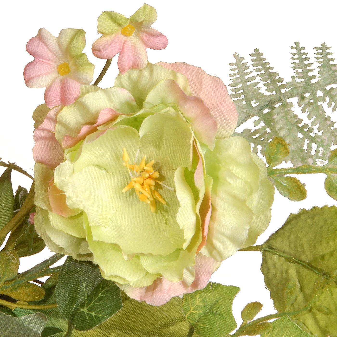 22 in. Spring Wreath with Assorted Flowers, Fern Fronds, Leafy Greens - National Tree Company