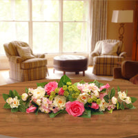 Artificial Plant Table Decoration, Decorated with Roses, Hydrangeas, Berry Clusters, Leafy Greens, Spring Collection, 25 Inches - National Tree Company