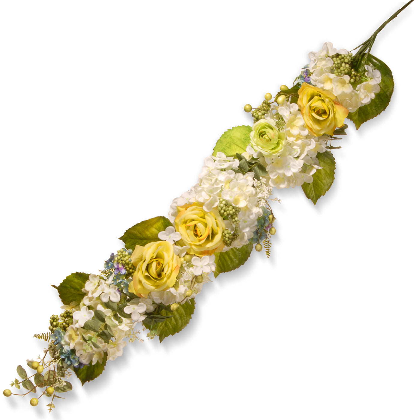 48 in. Spring Floral Wall Décor with  Rose and Hydrangea Blooms, Fern Fond, Berries and Leafy Greens - National Tree Company