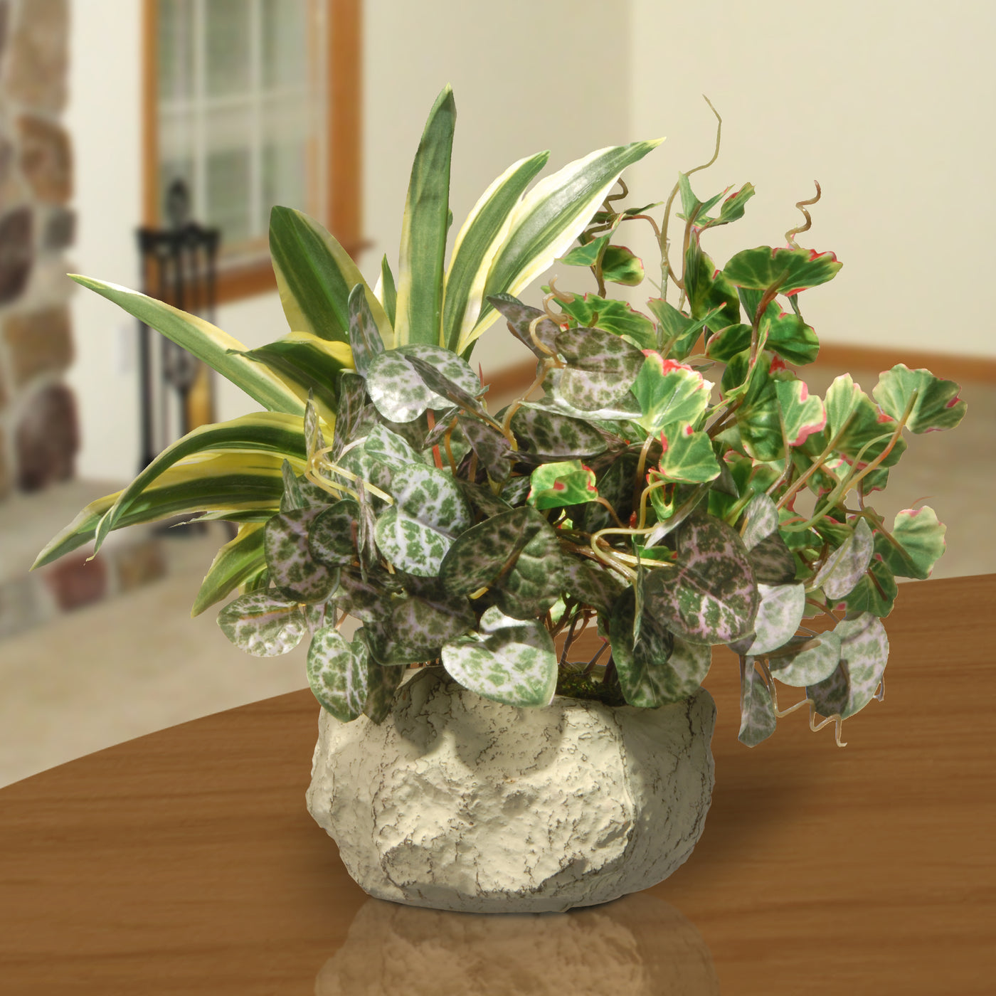 rocks and snake plant 9 in. Spring Ivy and Snake Plant in a Rock Ceramic Pot · National Tree Company