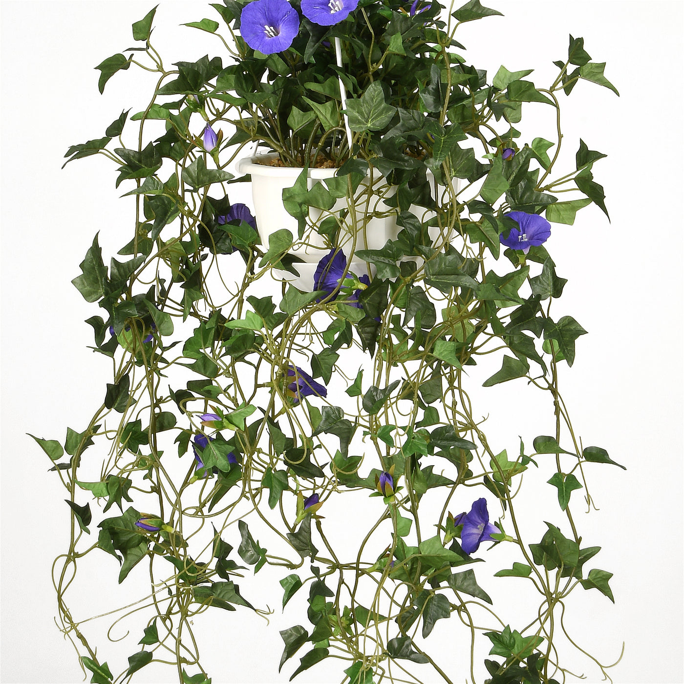 44 in. Spring Hanging Plant with Morning Glory Flowers on Leafy Vines   National Tree Company