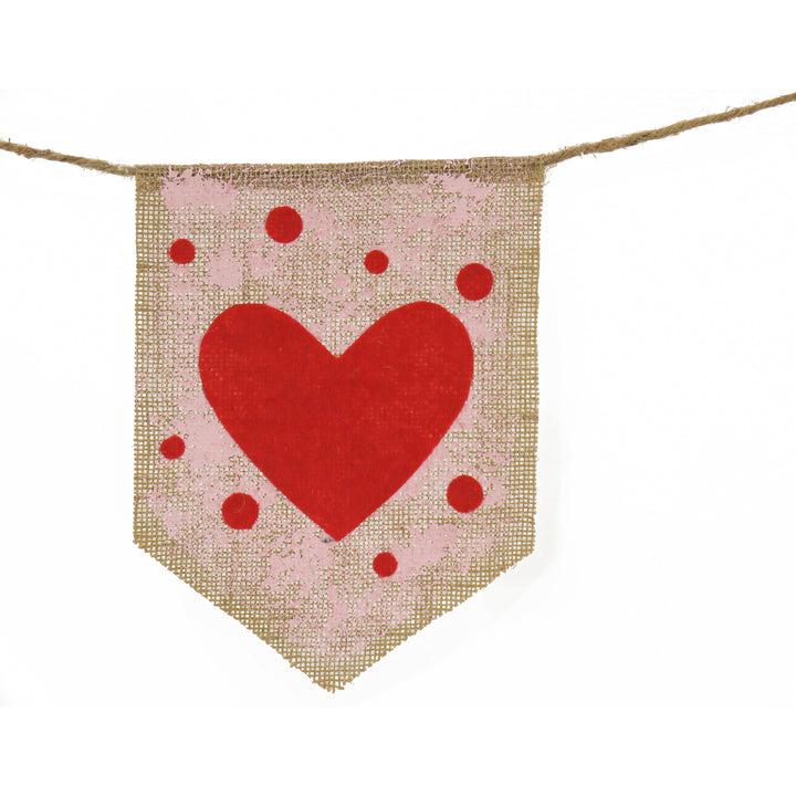 Red Hearts and Dots Jute Garland, Valentine's Day Collection, 6 Feet