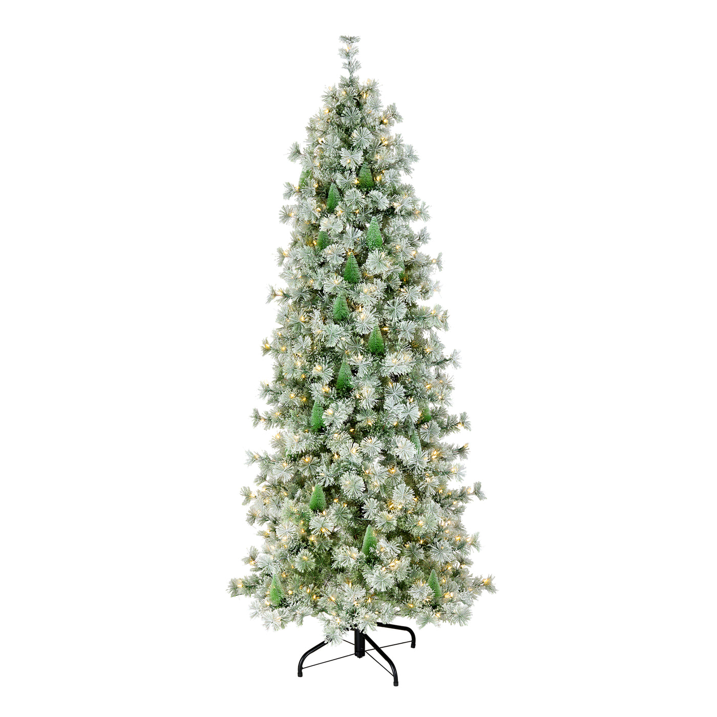 7.5 ft. Snowy Bottle Brush Slim Tree with Clear Lights - National Tree Company