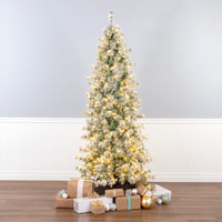 7.5 ft. Pre-Lit Snowy Bottle Brush Slim Tree with Clear Lights - National Tree Company