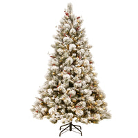 7.5 ft. Pre-Lit Snowy Bedford Pine Tree with Clear Lights - National Tree Company