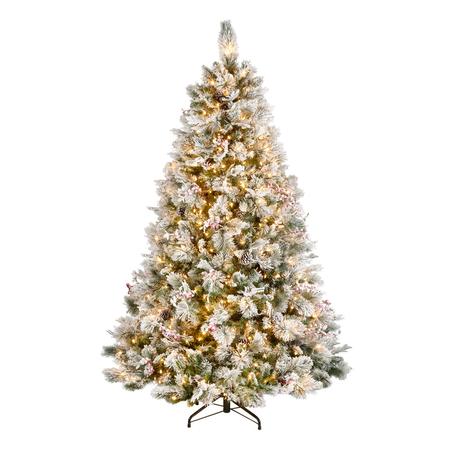 7.5 ft. Pre-Lit Snowy Bedford Pine Tree with Clear Lights - National Tree Company