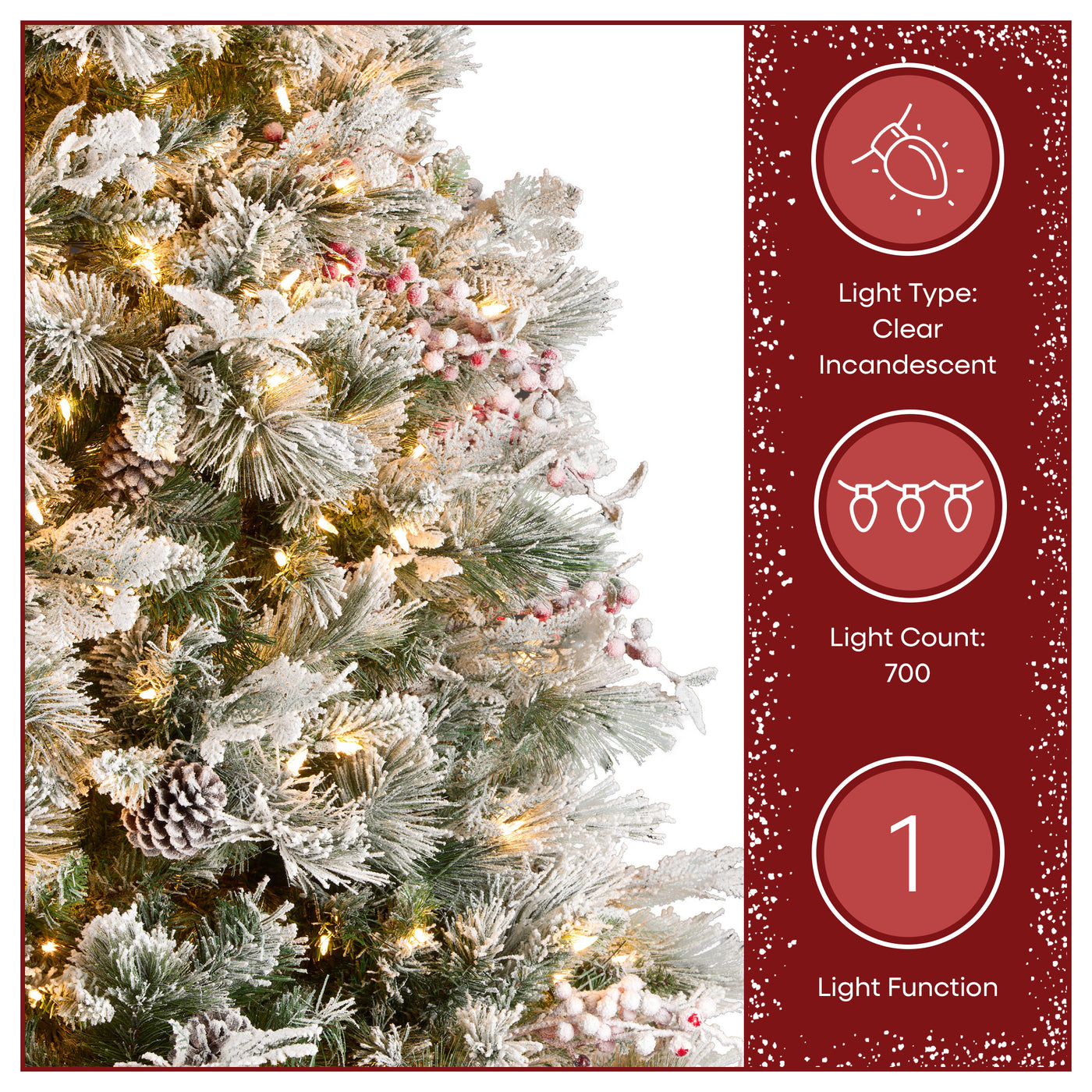 7.5 ft. Pre-Lit Snowy Bedford Pine Tree with Clear Lights - National Tree Company