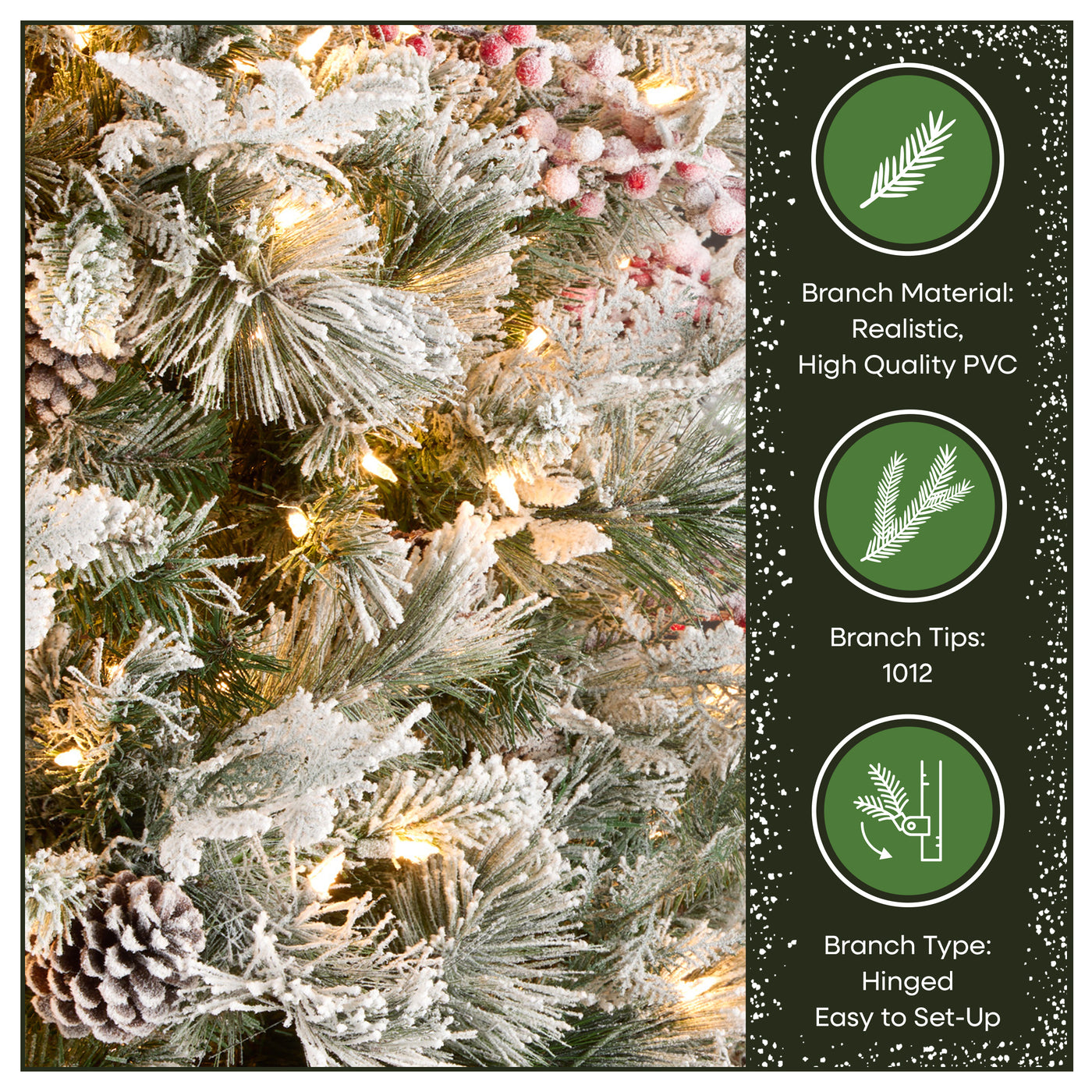 7.5 ft. Pre-Lit Snowy Bedford Pine Tree with Clear Lights - National Tree Company