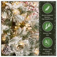 7.5 ft. Pre-Lit Snowy Bedford Pine Tree with Clear Lights - National Tree Company