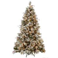 7.5 ft. Pre-Lit Snowy Bedford Pine Tree with Clear Lights - National Tree Company