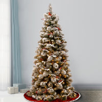 7.5 ft. Pre-Lit Snowy Bedford Pine Slim Tree with Clear Lights - National Tree Company