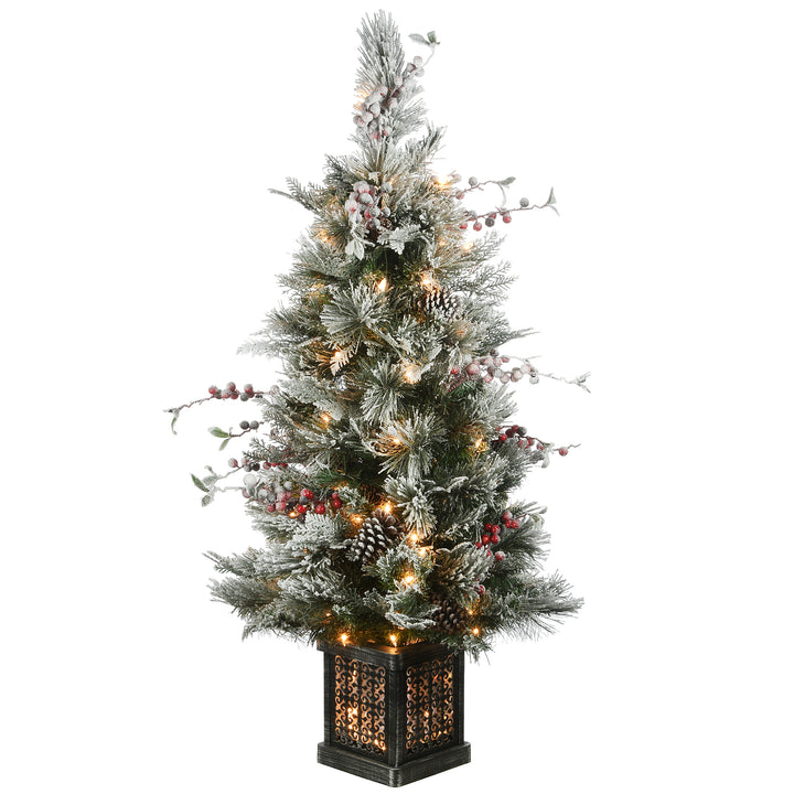 4 ft. Snowy Bedford Pine Entrance Tree with Clear Lights