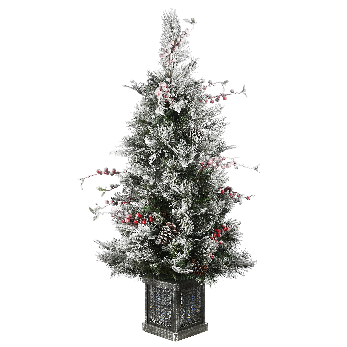 4 ft. Pre-Lit Snowy Bedford Pine Tree with Clear Lights, Plug-In - National Tree Company
