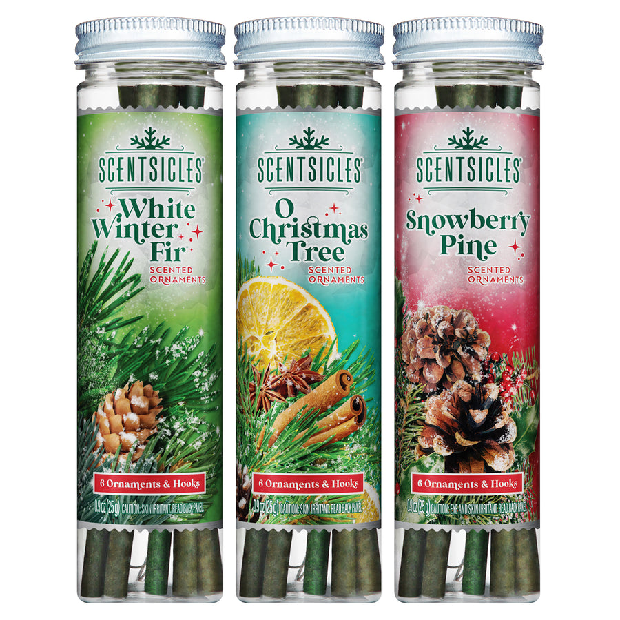 Scentsicles, 6pc Stick, White Winter Fir, O Christmas Tree, Snowberry Pine- 3 Pack - National Tree Company