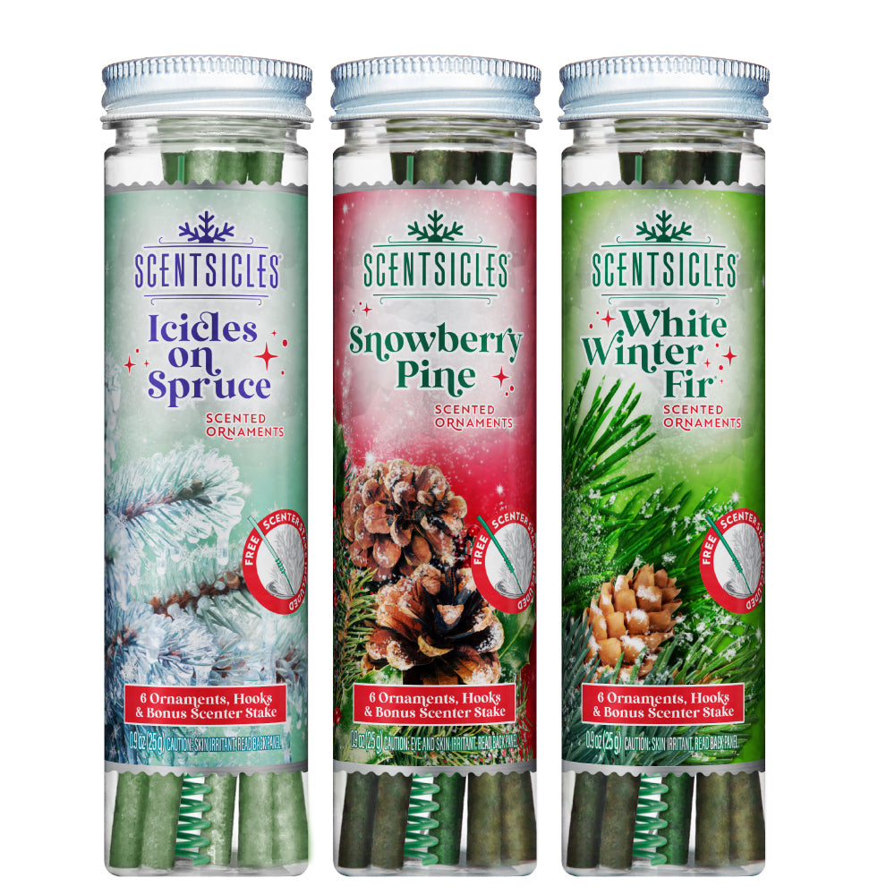 Scentsicles, Scented Ornament 6pc Stick, White Winter Fir, Snowberry Pine and Icicles on Spruce Sticks - 3 Pack - National Tree Company