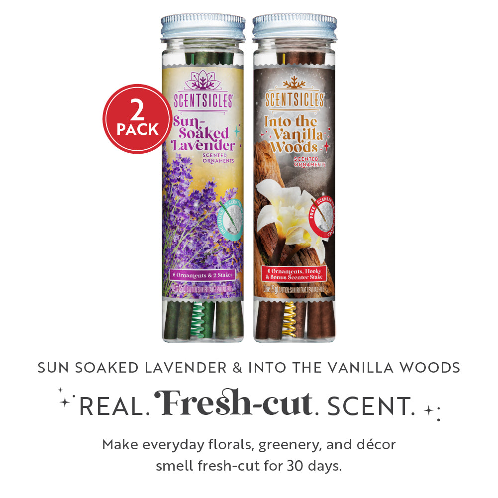 Scentsicles, 6pc Stick, 1 Sun-Soaked Lavender/1 Into the Vanilla Woods-  2 pack - National Tree Company