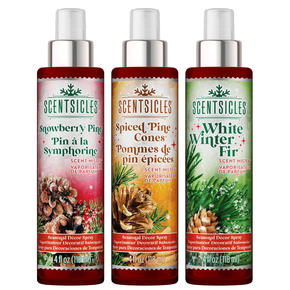 Scentsicles, Scent Mister 1 White Winter Fir/ 1 Snowberry Pine/1 Spiced Pine Cones- 3 pack - National Tree Company