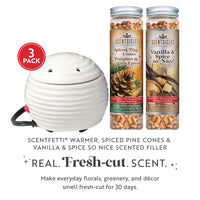 Scentsicles, White Warmer, Scentfetti 1 Spiced Pine Cones /1 Vanilla & Spice, So Nice! 3 pack - National Tree Company