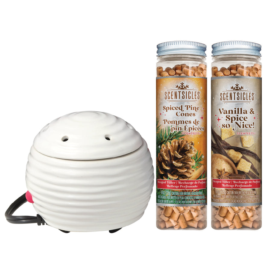 Scentsicles, White Warmer, Scentfetti 1 Spiced Pine Cones /1 Vanilla & Spice, So Nice! 3 pack - National Tree Company
