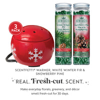 Scentsicles, Red Snowflake Warmer, Scentfetti 1 White Winter Fir /1Snowberry Pine- 3 pack - National Tree Company