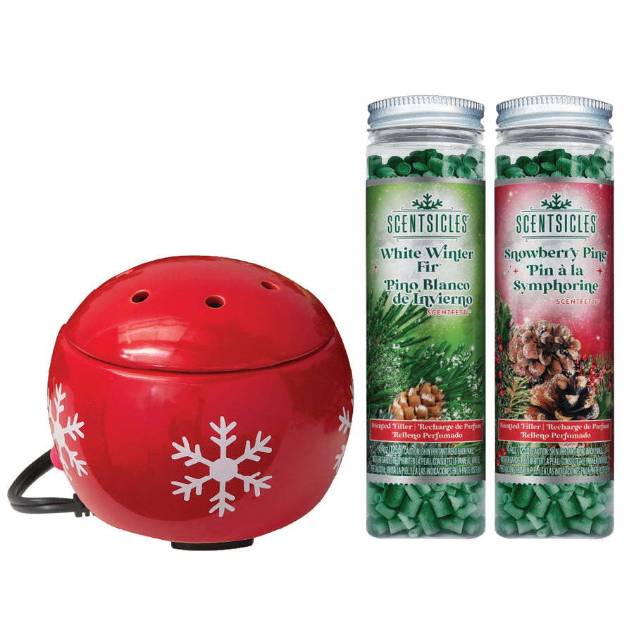 Scentsicles, Red Snowflake Warmer, Scentfetti 1 White Winter Fir /1Snowberry Pine- 3 pack - National Tree Company